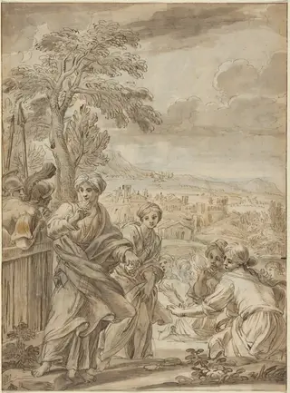 Historical Scene [recto], by Angelo Marullo, chalk, 1670