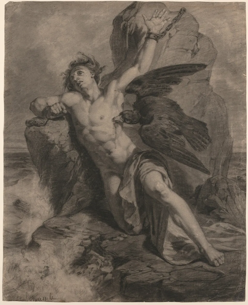 Prometheus Bound, by Christian Schussele, charcoal, 1852