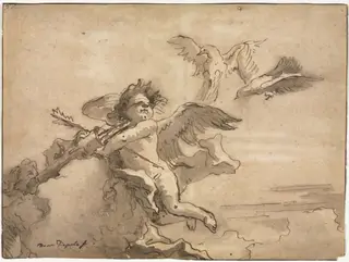 Cupid Blindfolded and Two Doves, by Giovanni Domenico Tiepolo, 1757