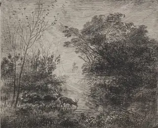 Stags, by Charles François Daubigny, 1862