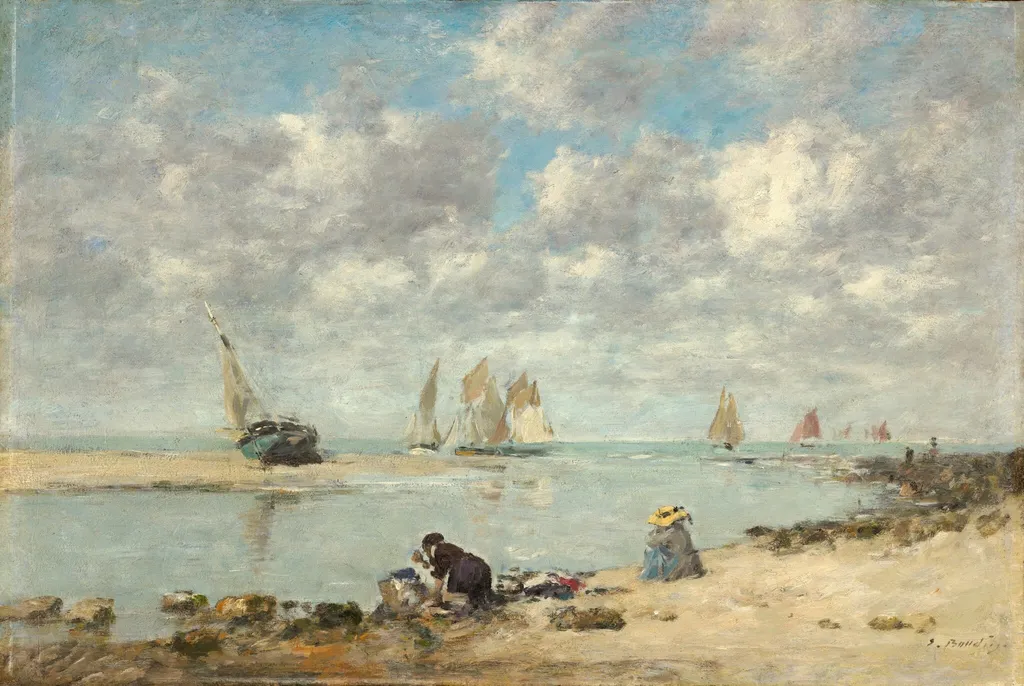 Washerwoman near Trouville, by Eugène Boudin, oil, 1874