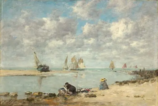 Washerwoman near Trouville, by Eugène Boudin, oil, 1874