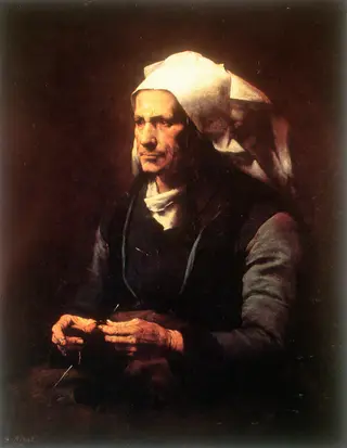 Anciana bretona, by Augustin Théodule Ribot, oil, 1850
