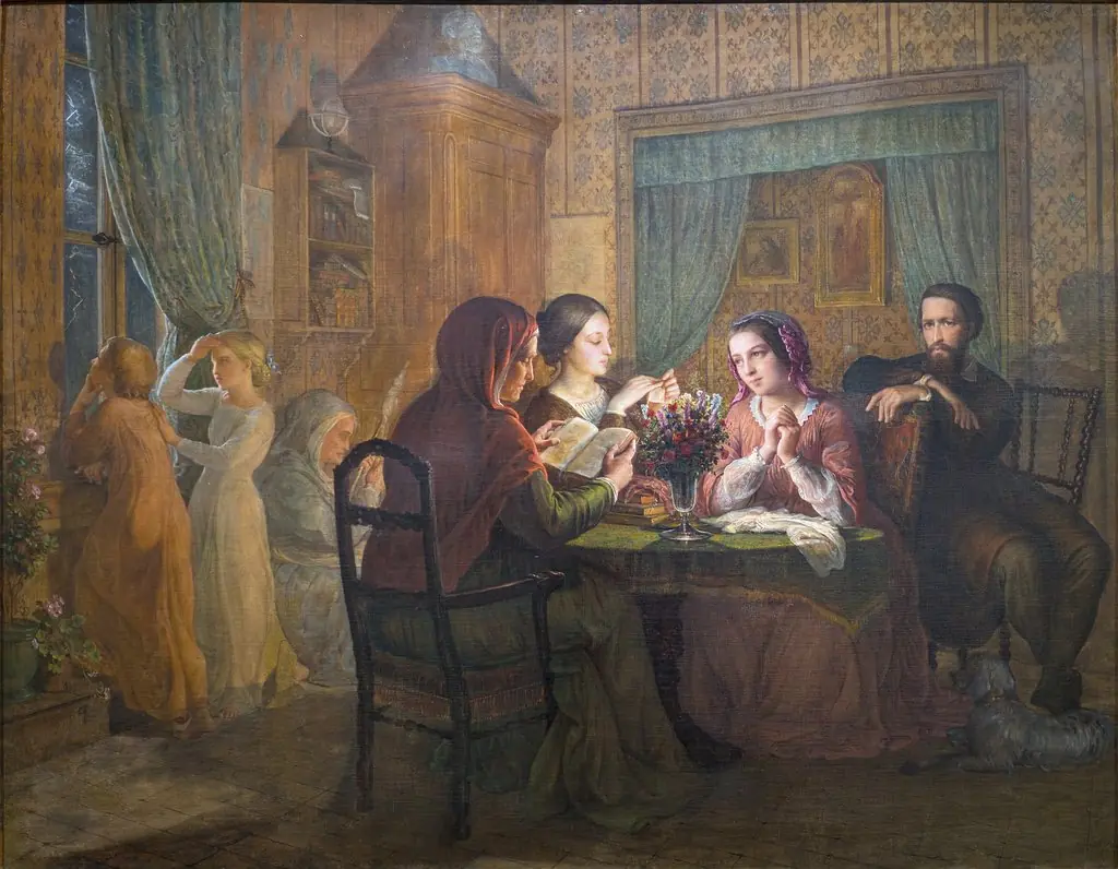 Poem of the Soul - Fatherly roof, by Louis Janmot, oil, 1854