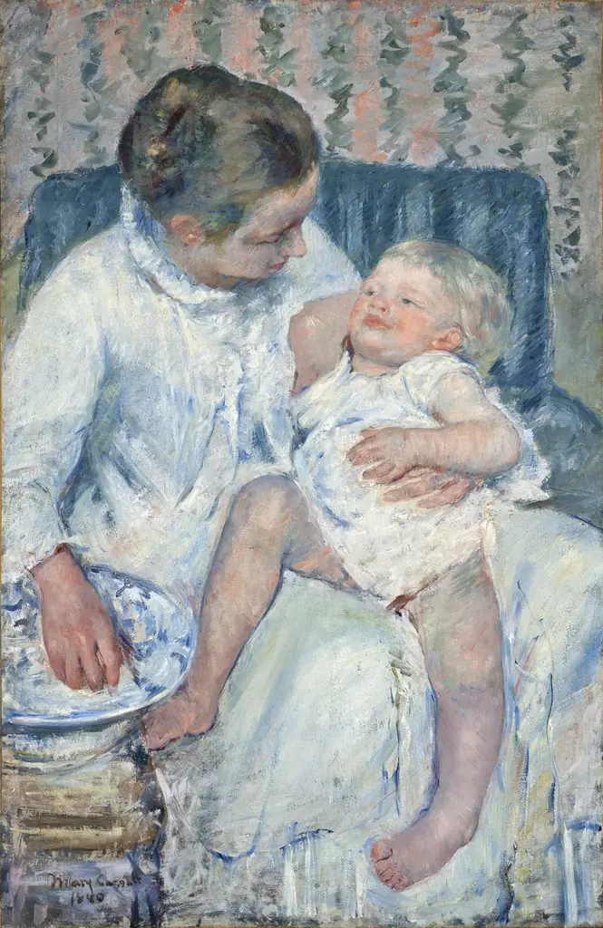 A Child's Bath, by Mary Cassatt, oil, 1890