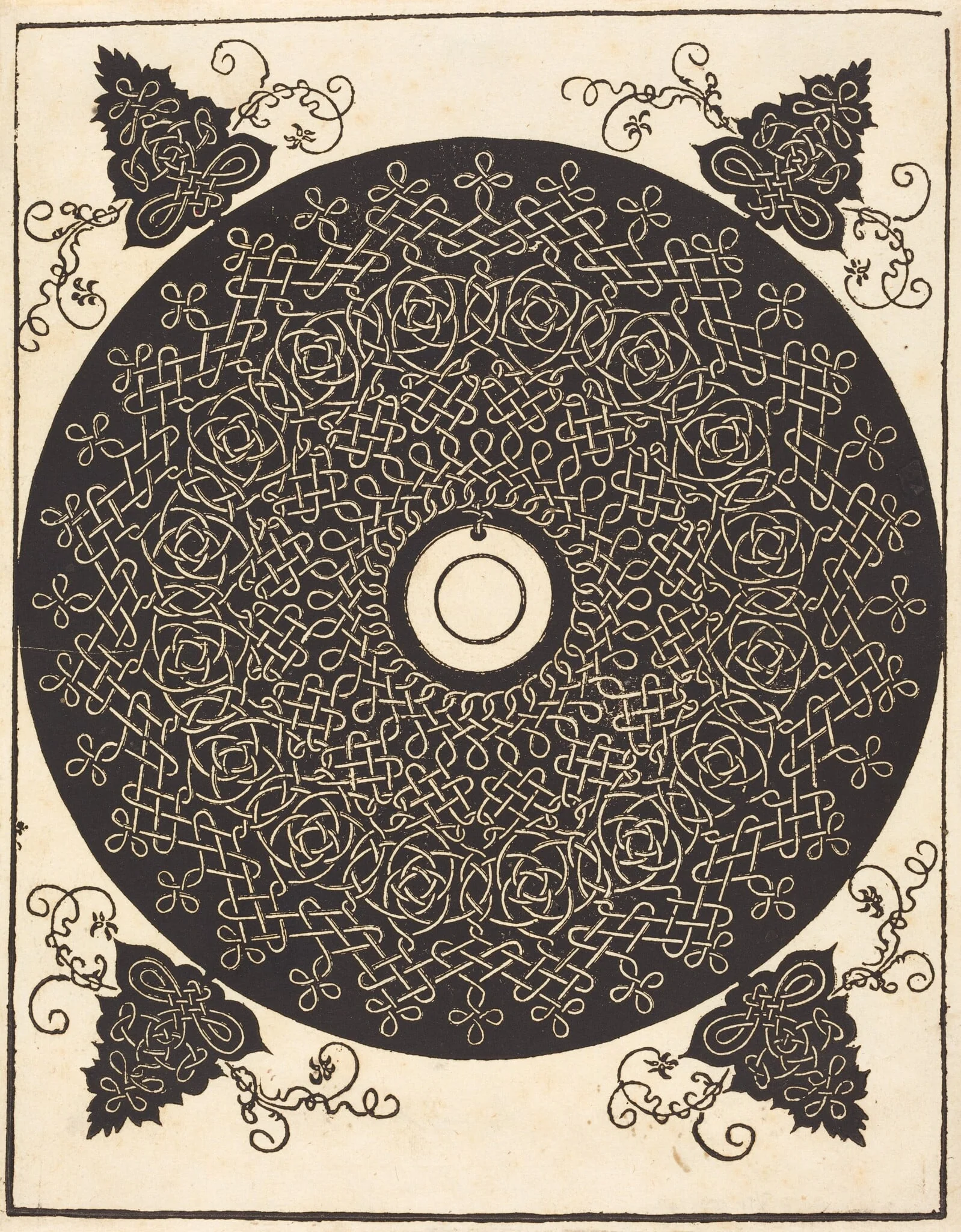 The Third Knot (with a black circle on a white medallion), detail