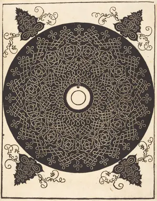 The Third Knot (with a black circle on a white medallion), by Albrecht Dürer, ink, 1506