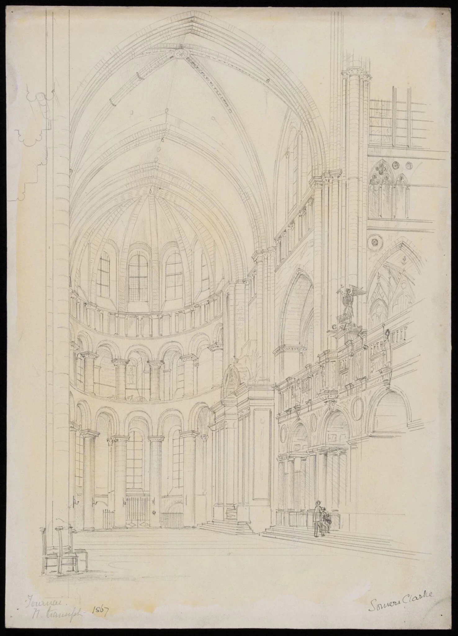 Interior of N. Transept, Tournai Cathedral, detail