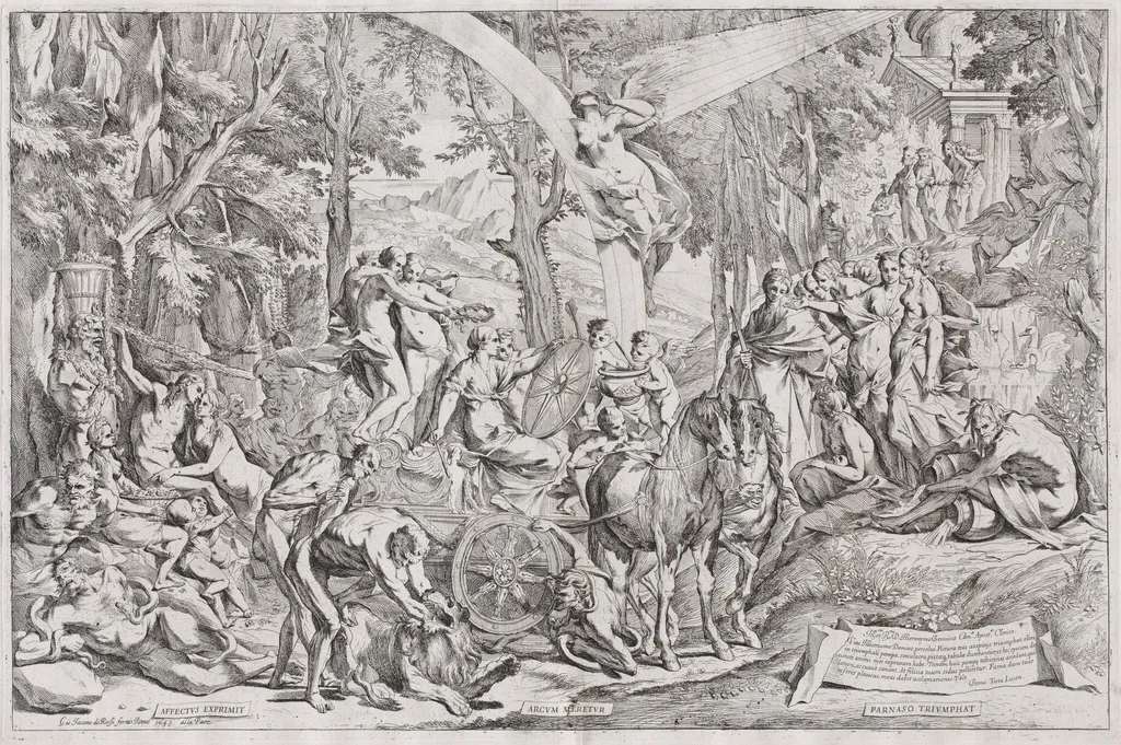 The Triumph of Painting on Parnassus, by Pietro Testa, ink, 1646