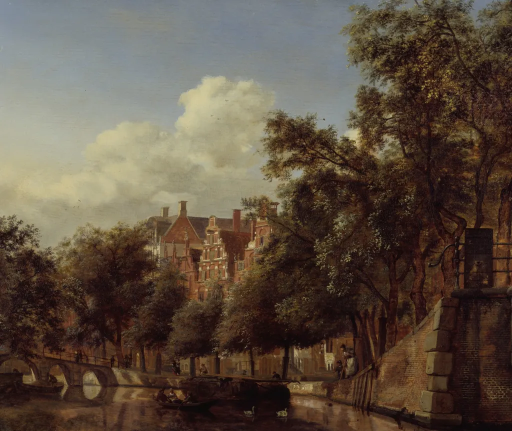 View of the Herengracht, Amsterdam, from the Leliegracht, by Jan van der Heyden, oil, 1665