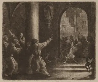 The Wolf and the Convent Bell, by Allart van Everdingen, ink, 1650