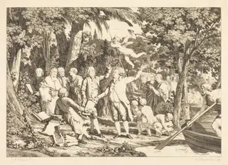 Mirabeau arrive aux Champs-Élisées, by Louis-Joseph Masquelier, ink, 1792