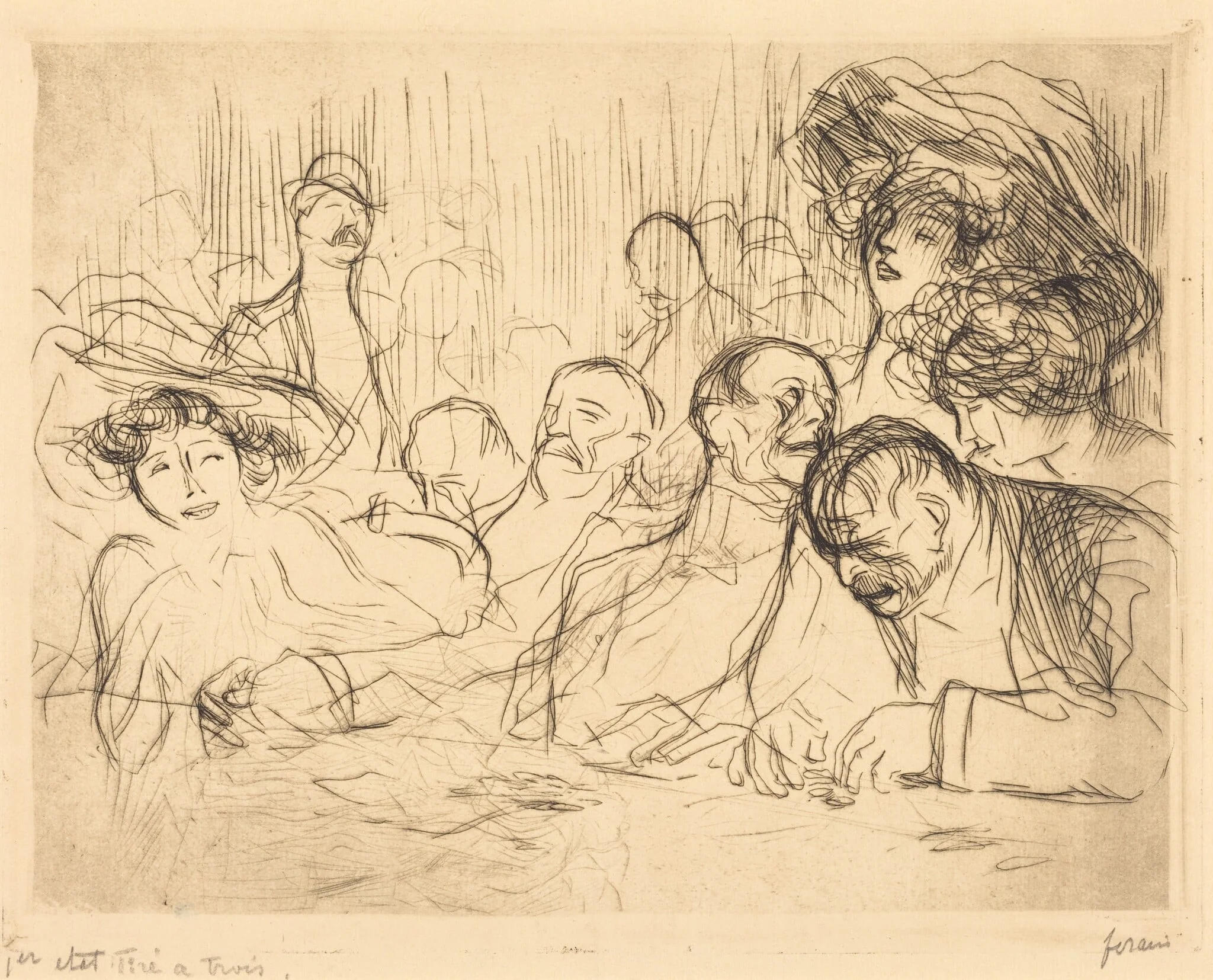 A la table de jeu (1ère planche) (At the Gambling Table) (first plate), detail