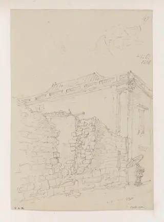 A street with a damaged stone wall, Macau, by George Chinnery, 1836