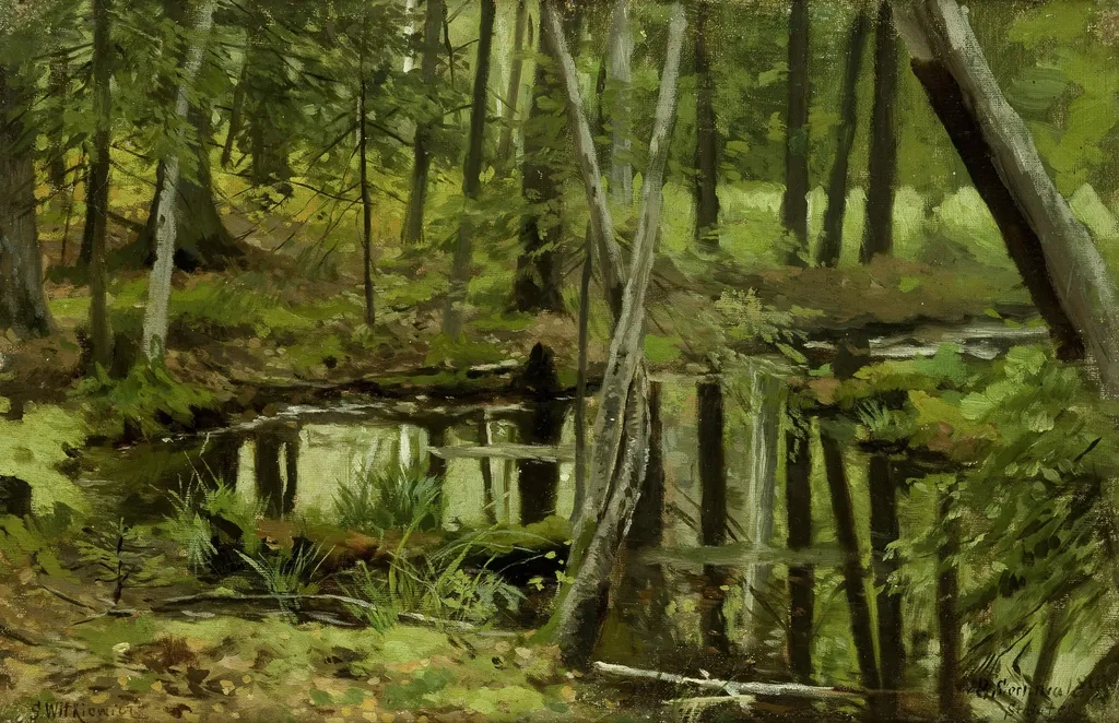 Pond in the Forest, by Stanisław Witkiewicz, oil, 1895