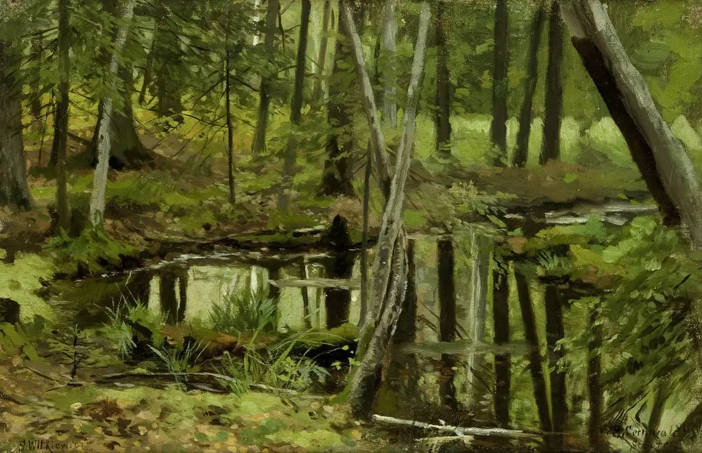 Pond in the Forest, by Stanisław Witkiewicz, oil, 1895