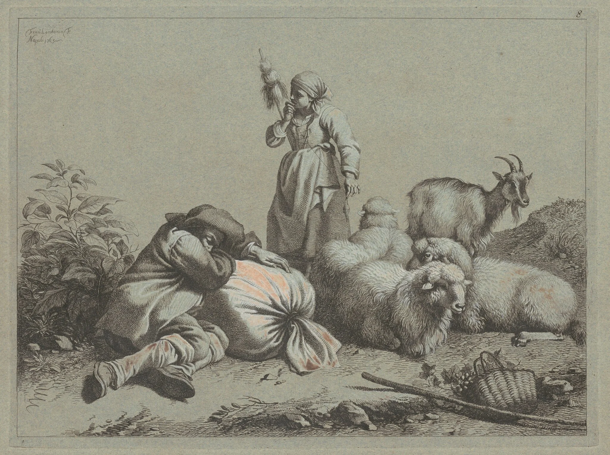 Sleeping Peasant and Standing Spinner, detail