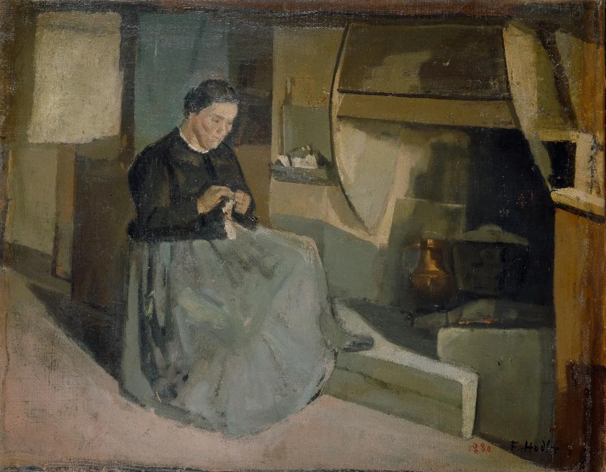Näherin am Kamin, detail
