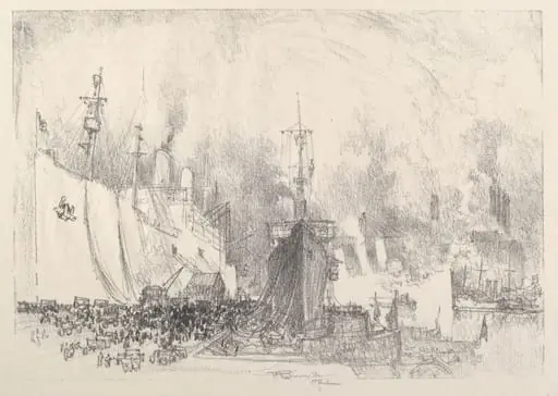 The Transports, by Joseph Pennell, ink, 1917