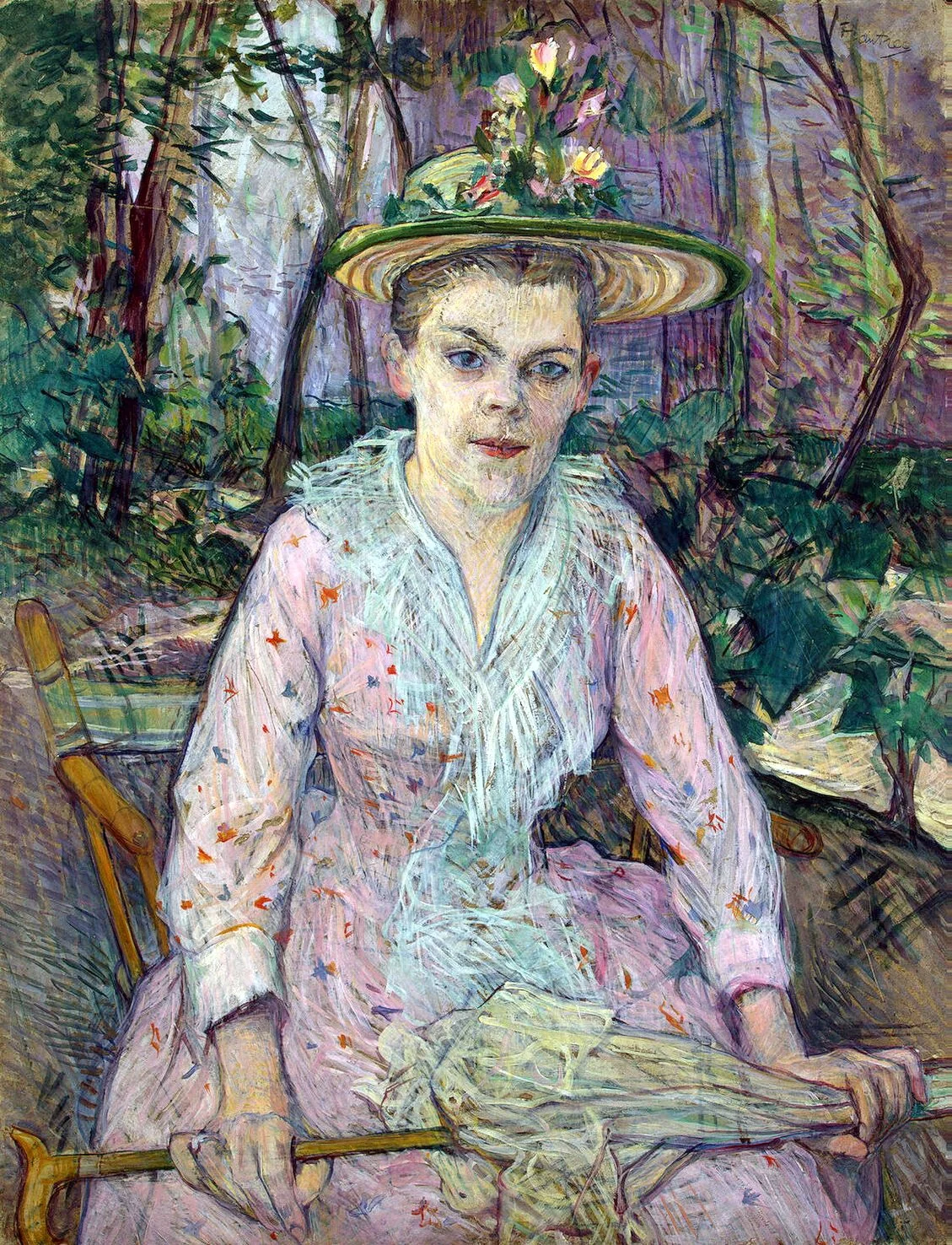 Woman with a parasol, detail