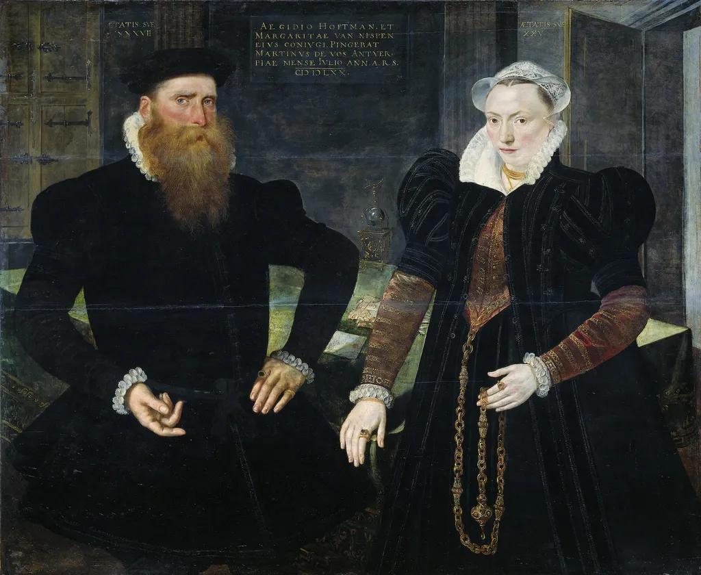 Portrait of Gillis Hooftman (1521-81). Shipowner, and his wife Margaretha van Nispen (b 1545), by Maerten de Vos, oil, 1570
