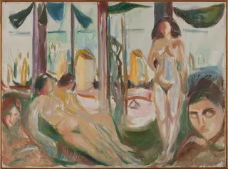 Naked Women by the Sea, by Edvard Munch, oil, 1925