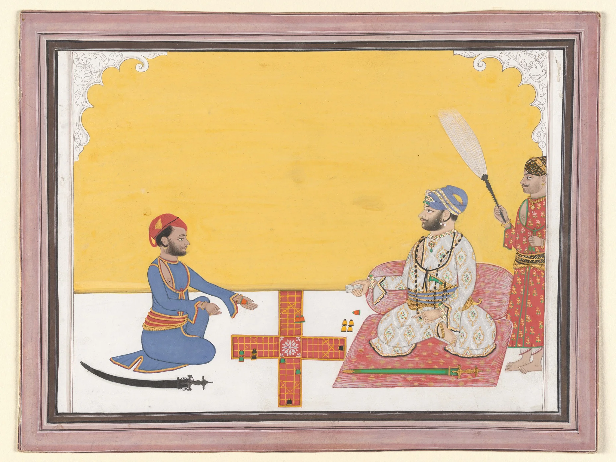 Maharaja Sovan Singh playing pachisi, detail