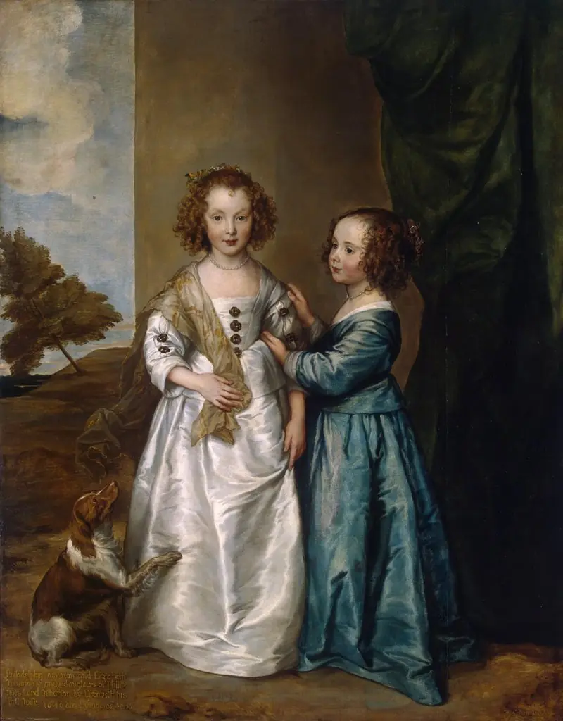 Portrait of Elizabeth and Philadelphia Wharton, by Anthony van Dyck, oil, 1640