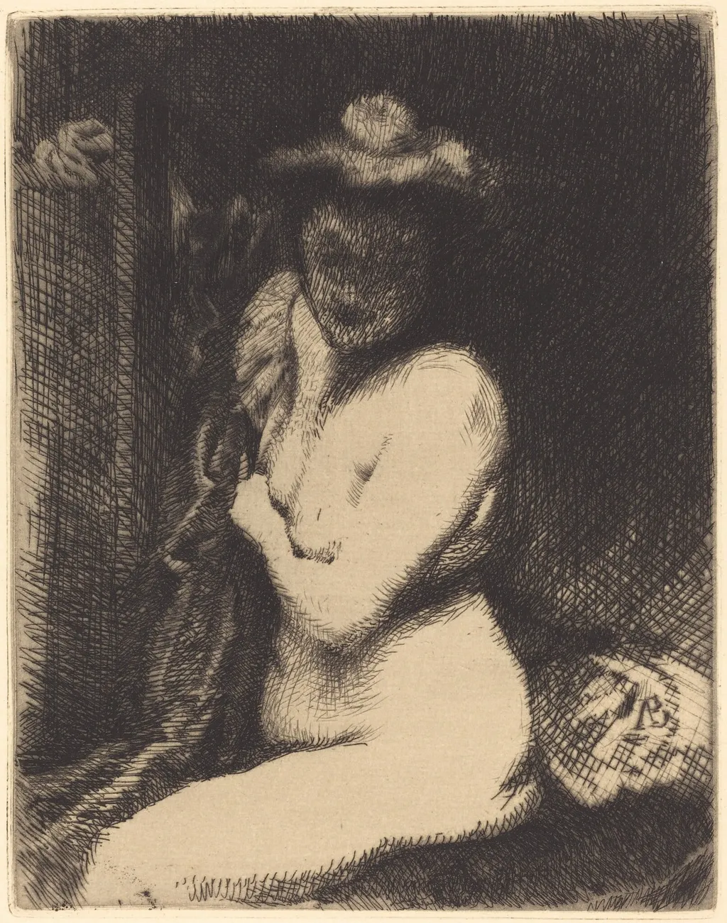 Woman at Her Toilette (La toilette), by Paul-Albert Besnard, ink, 1905