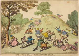 One Tree Hill, Greenwich Park, by Thomas Rowlandson, ink, 1802