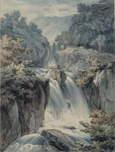 The Waterfall, by Johann Ludwig Aberli, watercolor, 1774