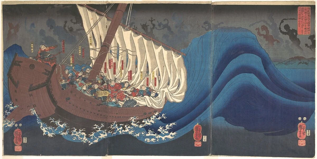 歌川国芳画 「大物の浦平家の亡霊」|Ghosts of the Taira at Daimotsu Bay, detail