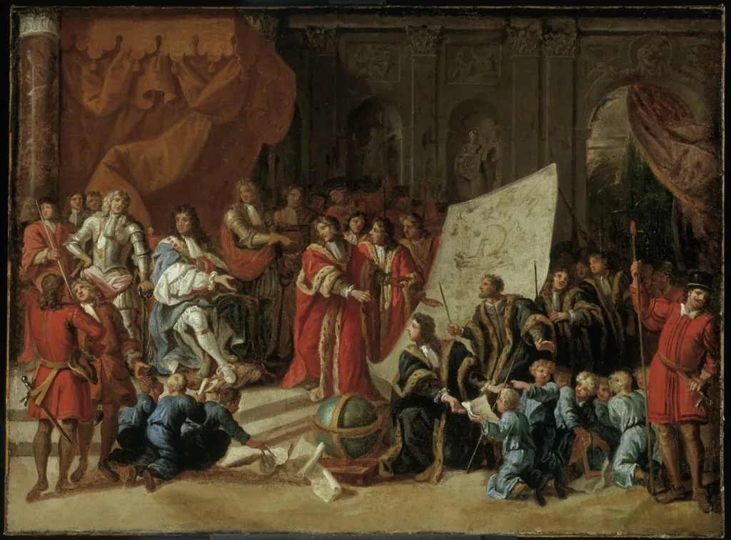 Charles II Giving Audience at Christ's Hospital, by Antonio Verrio, paint, 1680