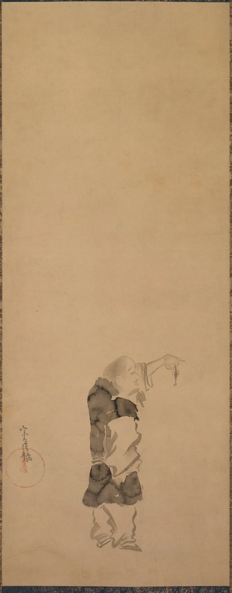 Kenshu, Monk with Shrimp, detail
