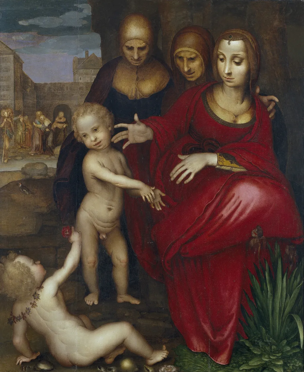 Saint Anne, the Virgin, Saint Elisabeth, Saint John and the Child Jesus, by Fernando Yáñez de la Almedina, oil, 1525