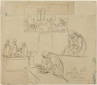 Scene of the Tribunal (The Verdict), by Honoré Daumier, ink, 1866