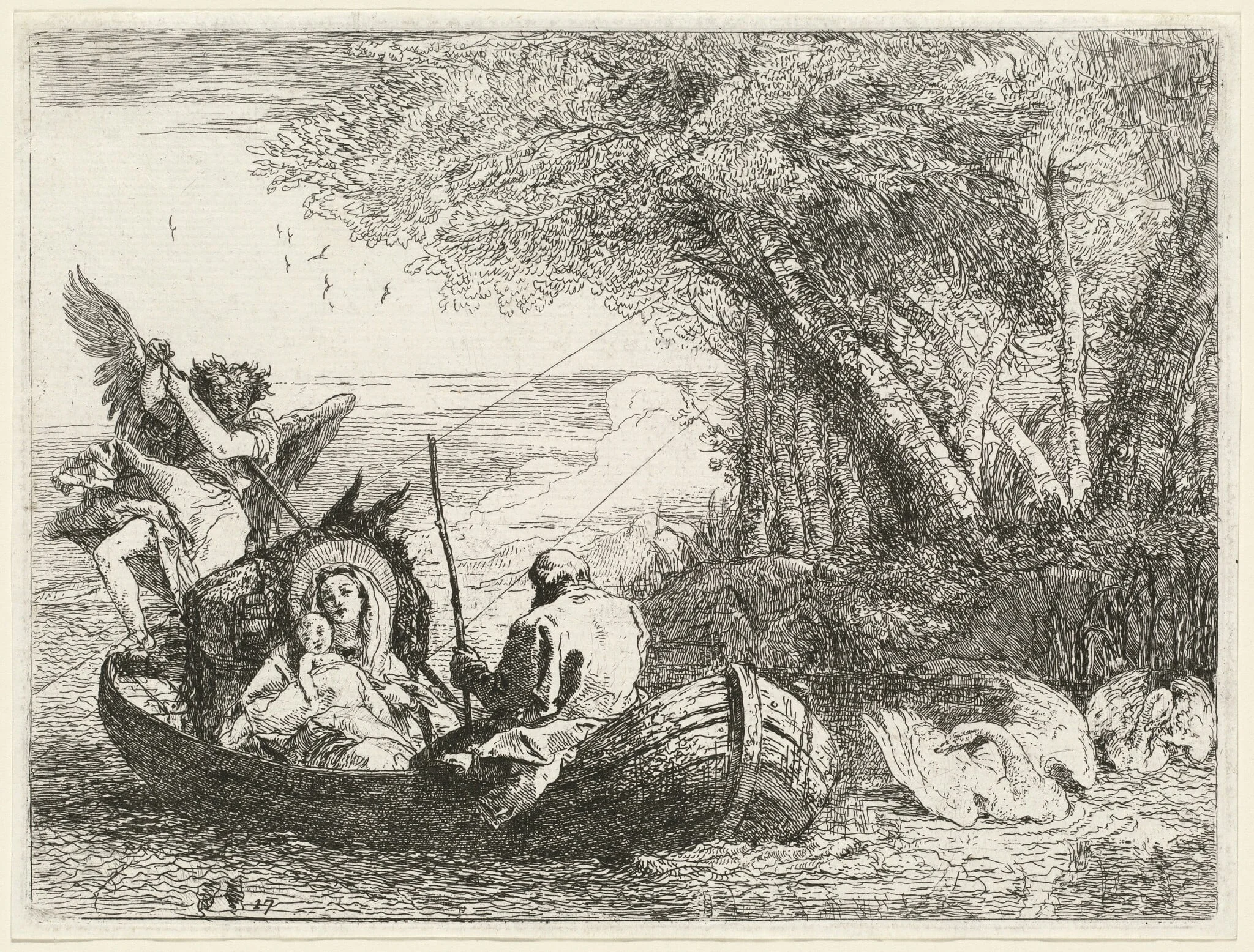 The Holy Family Being Ferried Across the River, detail