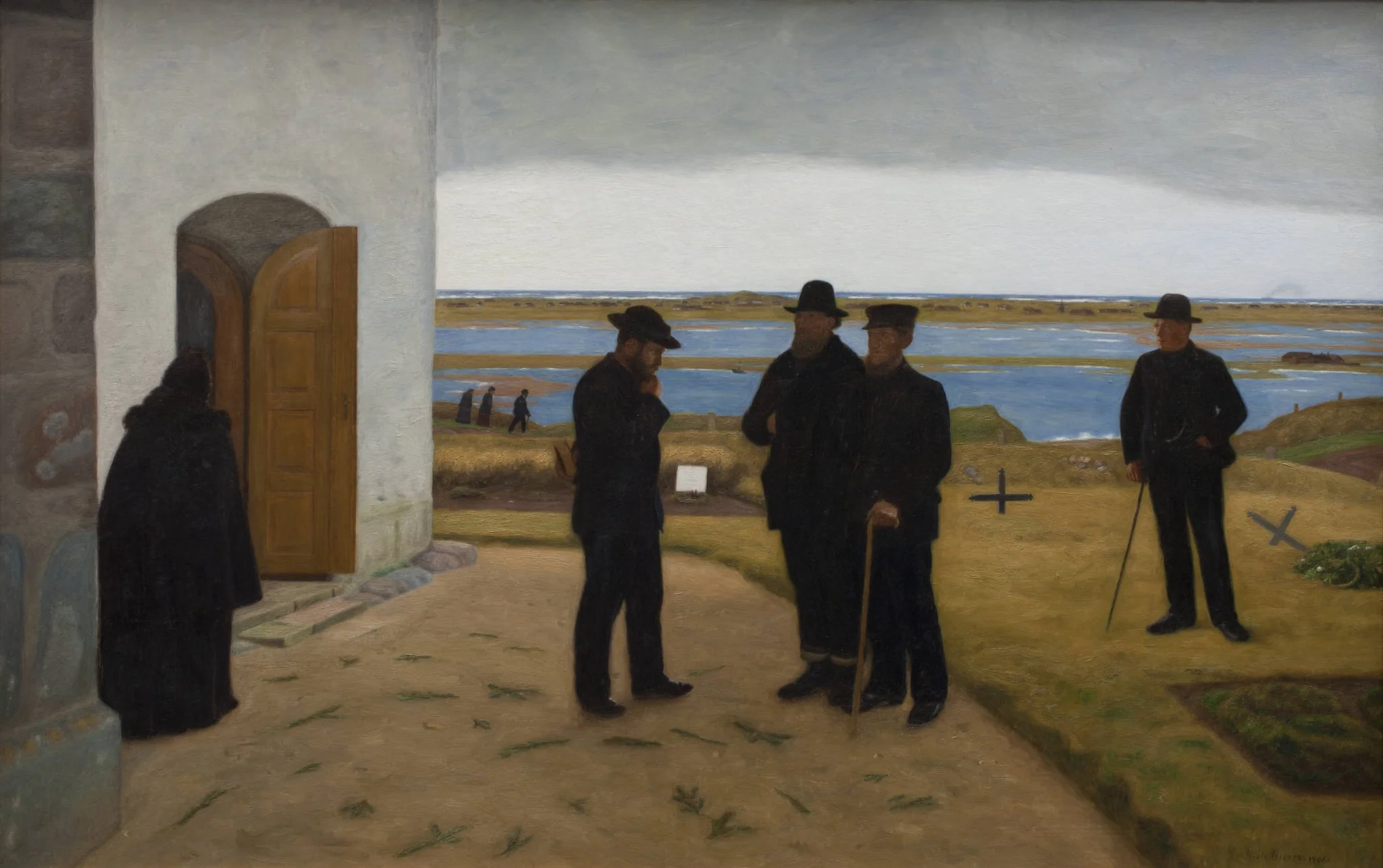 People outside a Church. Harboøre, Jutland, detail