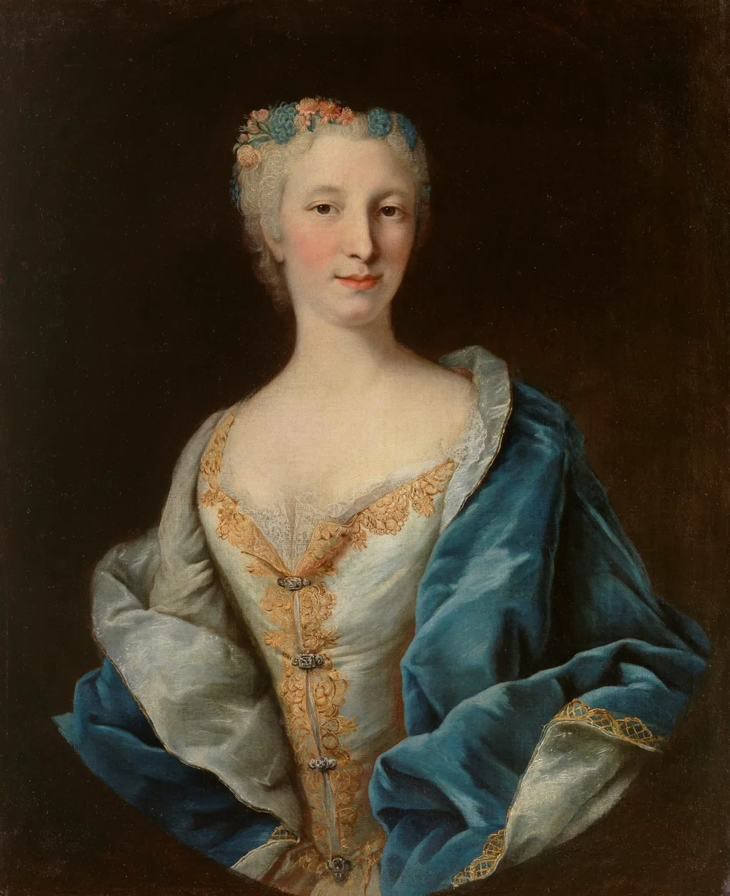 Retrato de dama, by Charles Joseph Flipart, oil, 1701