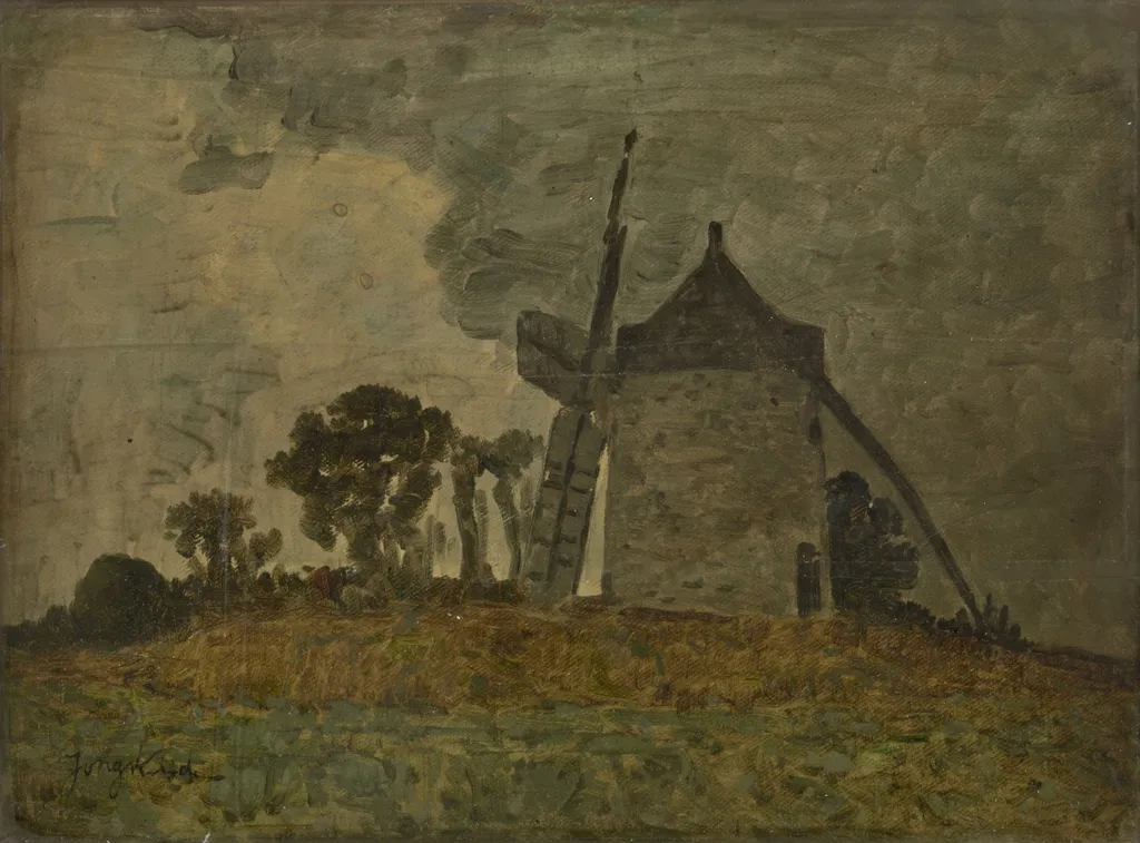 Landscape with a Windmill, by Johan Jongkind, oil, 1865