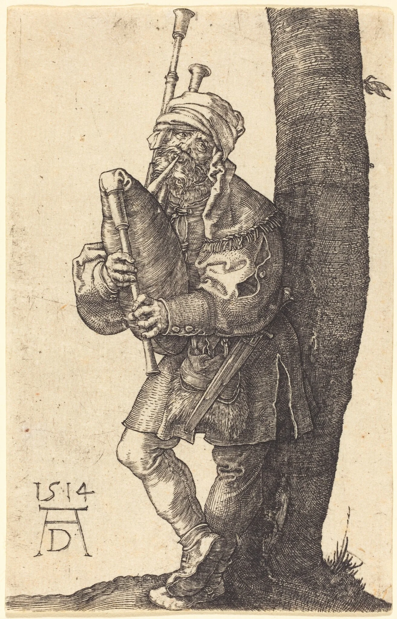 Bagpiper, detail