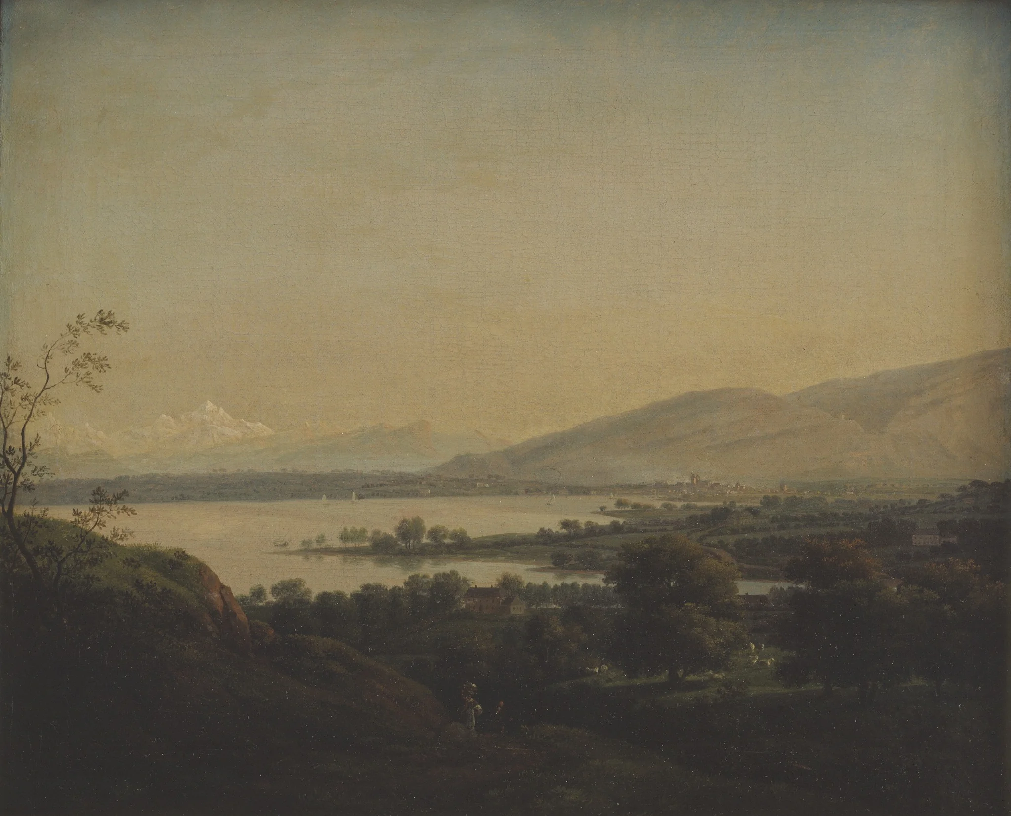 A View Across Lake Leman Towards Mont Blanc and Geneva, detail