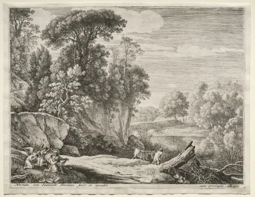 The Flight into Egypt:  The Donkey Led to the River, by Herman van Swanevelt, 1653