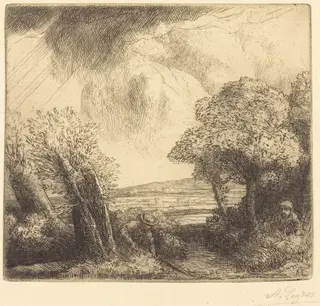 Remembrance of the Lake at Trastimene (Souvenir du lac de Trastimene), by Alphonse Legros, ink, 1874