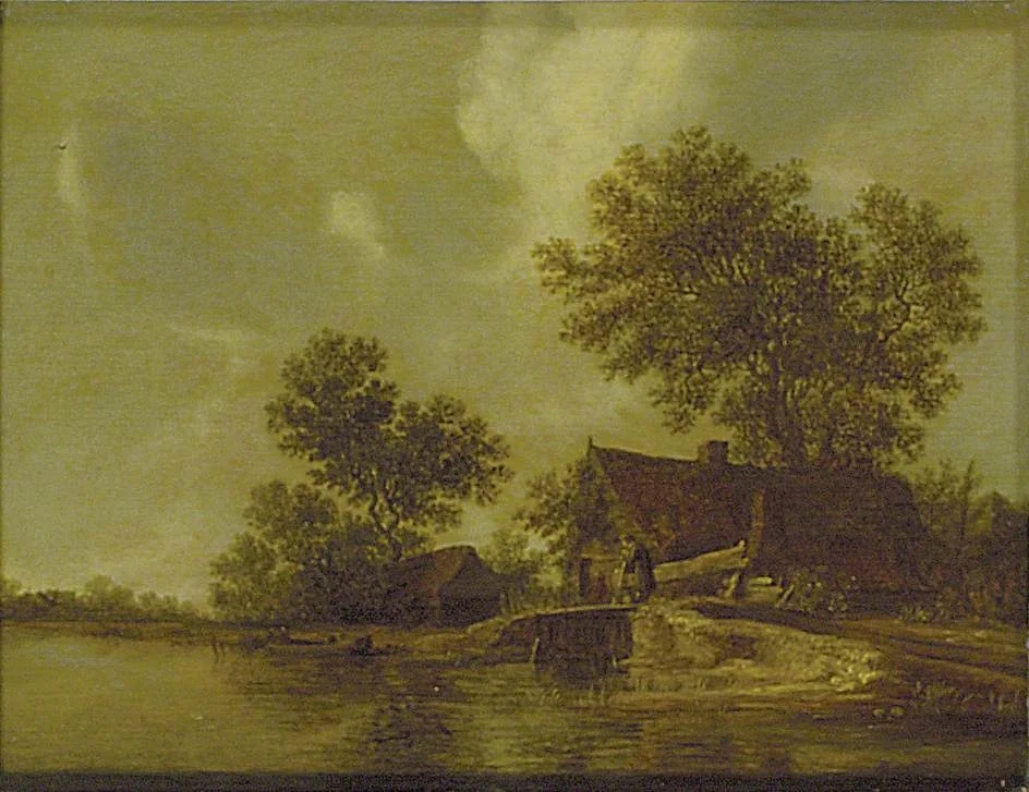 Cottages beside a River, detail