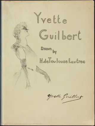 Cover, Yvette Guilbert, by Henri de Toulouse-Lautrec, ink, 1898