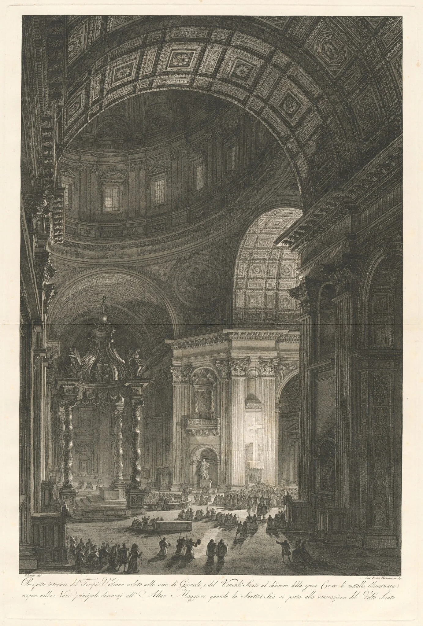 Interior of St. Peter’s, with the Illumination of the Cross of St. Peter, detail