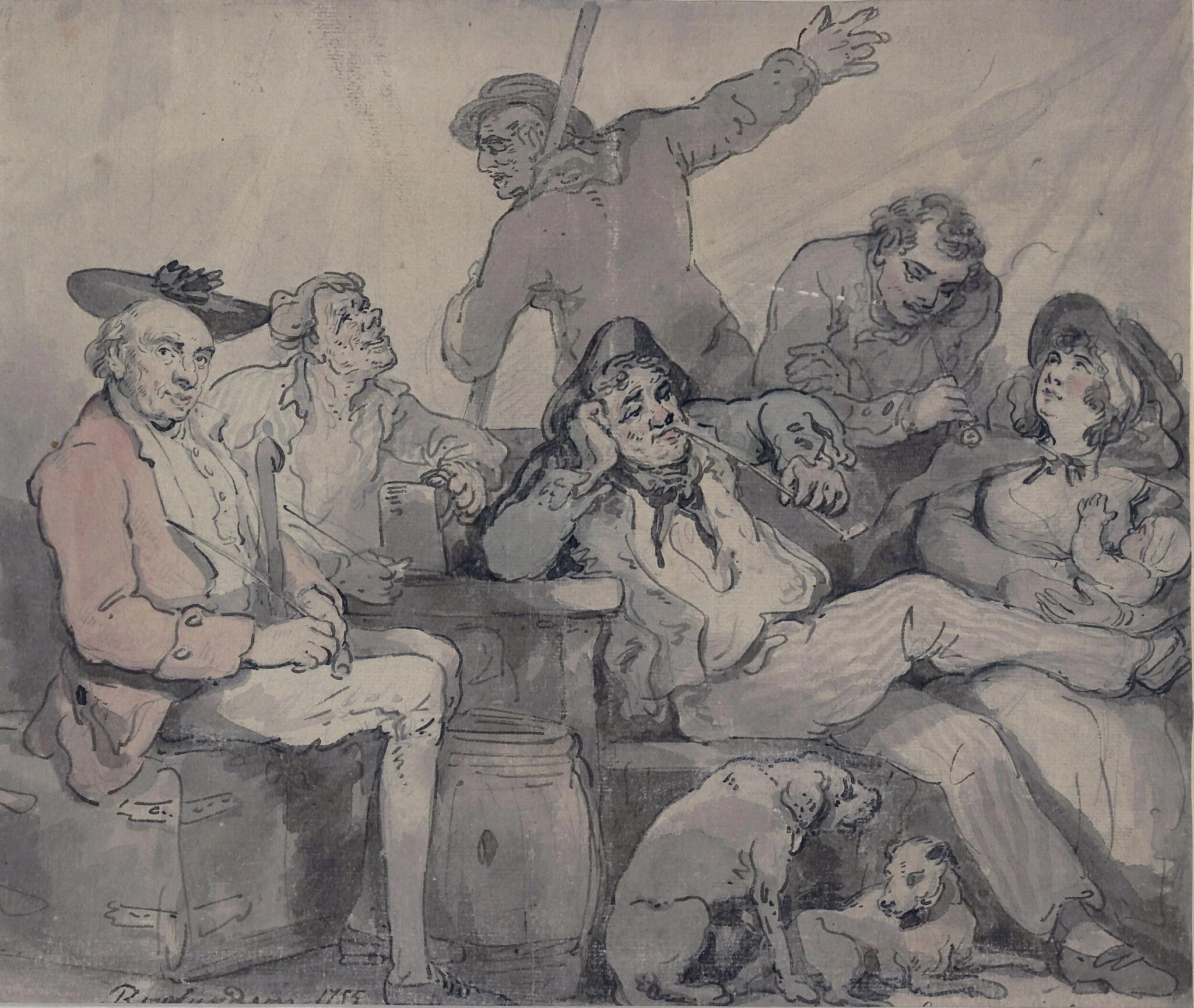 Group sketched on board 'The Europa', detail