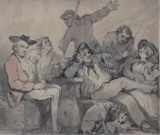 Group sketched on board 'The Europa', by Thomas Rowlandson, watercolor, 1785