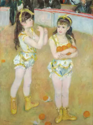Acrobats at the Cirque Fernando (Francisca and Angelina Wartenberg), by Pierre-Auguste Renoir, oil, 1879